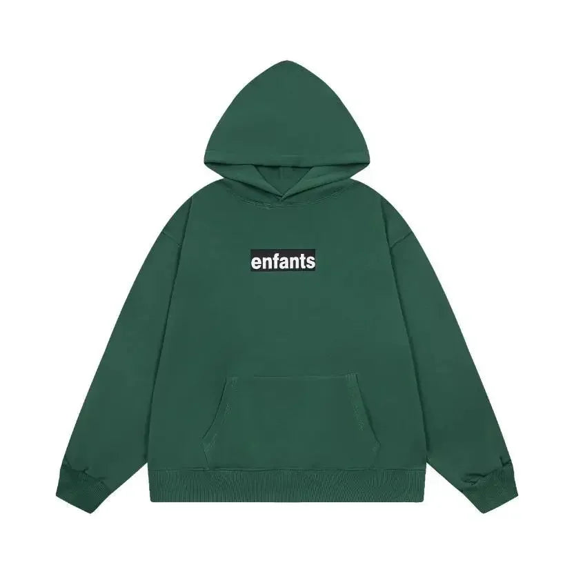 Washed Casual Hoodie Sweatshirt — Unisex Loose-Fit Street Style Crew Neck with Lip Print Letter Design, Vintage Comfortable Top