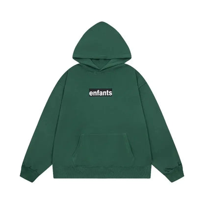 Washed Casual Hoodie Sweatshirt — Unisex Loose-Fit Street Style Crew Neck with Lip Print Letter Design, Vintage Comfortable Top