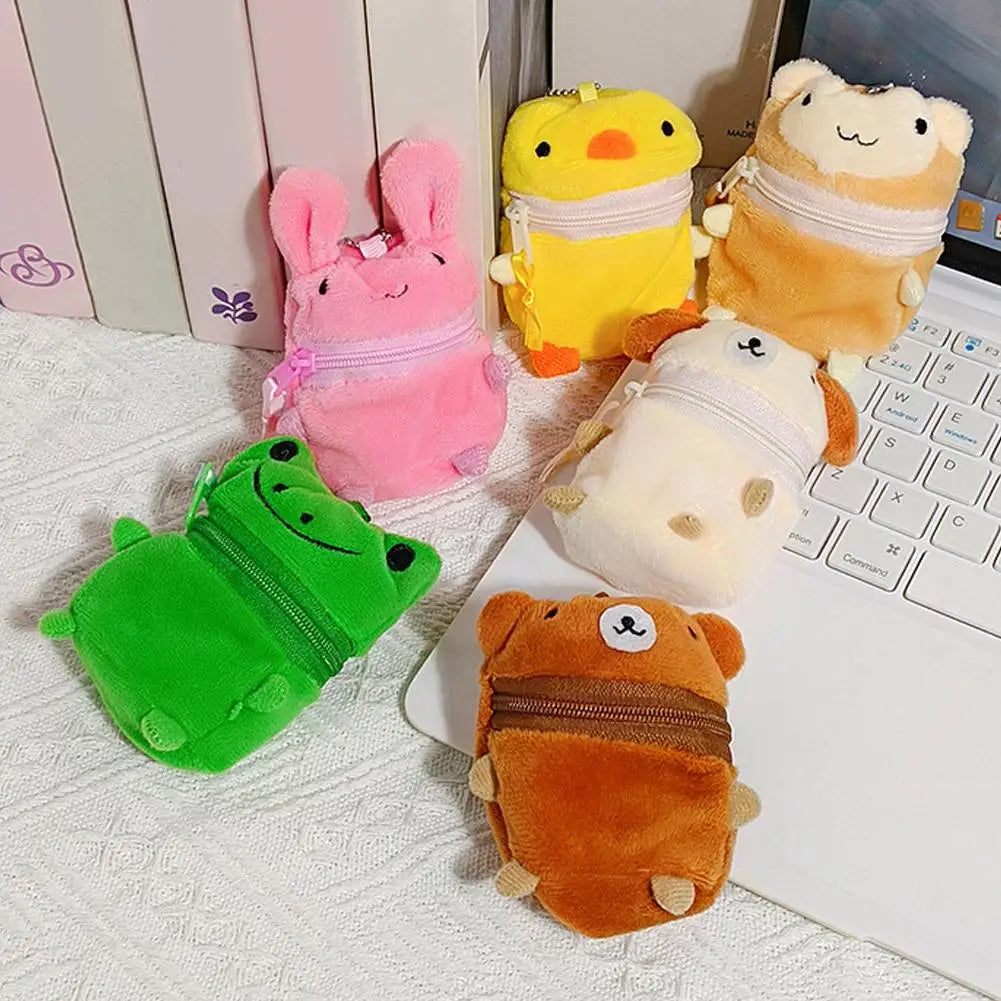 Kawaii Mini Coin Purse - Cute Rabbit & Bear Earphone Storage Keychain Bag Charm