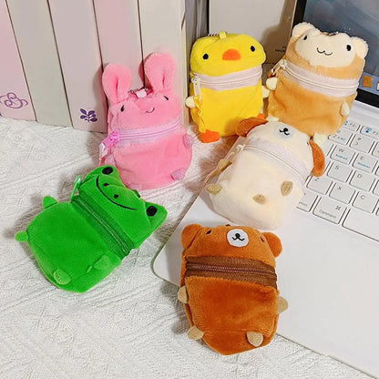 Kawaii Mini Coin Purse - Cute Rabbit & Bear Earphone Storage Keychain Bag Charm