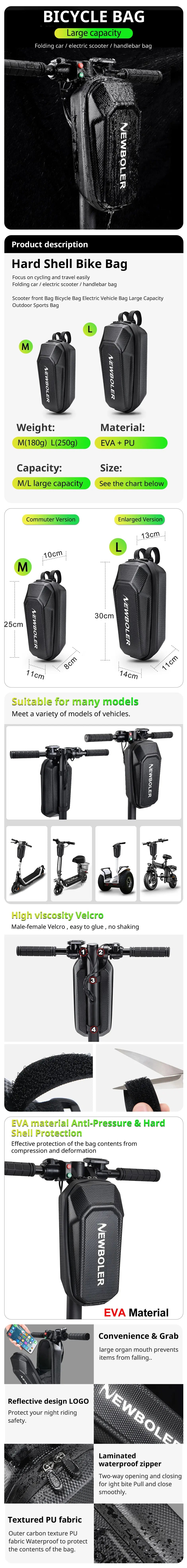 NEWBOLER Waterproof Electric Scooter Bag – Front Storage for Xiaomi Scooter & Bike Accessories