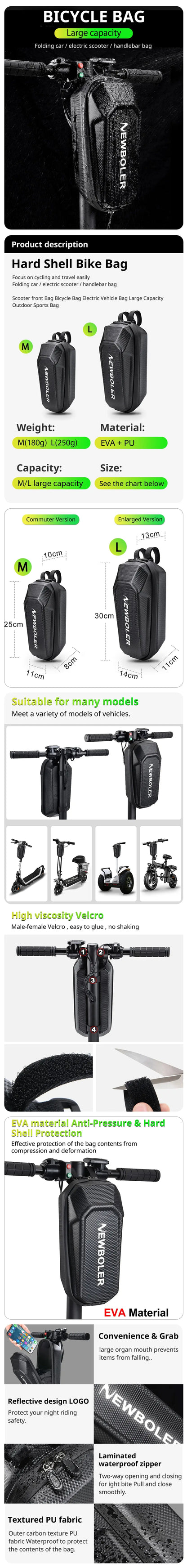 NEWBOLER Waterproof Electric Scooter Bag – Front Storage for Xiaomi Scooter & Bike Accessories