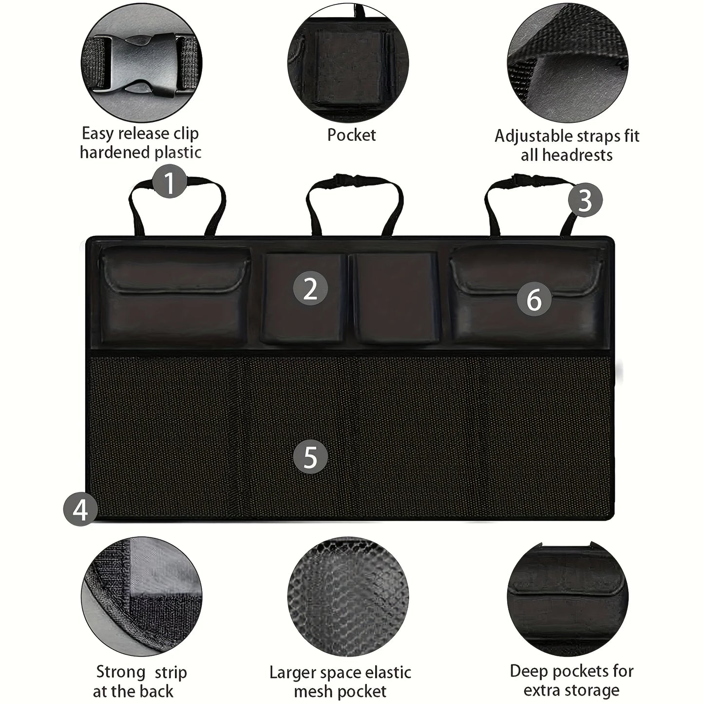 Waterproof Car Seat Back Storage Hanging Bag - SUV Mesh Pocket Organizer for Car Interior