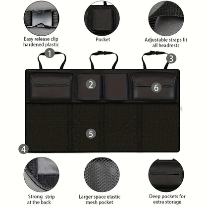 Waterproof Car Seat Back Storage Hanging Bag - SUV Mesh Pocket Organizer for Car Interior