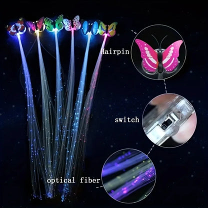 5pcs Colorful Butterfly Light-Up Braids – Wig Hair Accessories for Women | Party Hair Decor in Random Colors