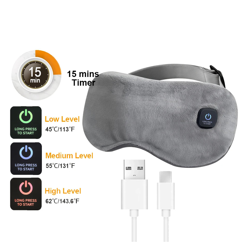 USB Heated Eye Mask with Vibration Massage – Relieve Eye Fatigue, Dry Eyes, and Promote Sleep for Home, Office & Travel