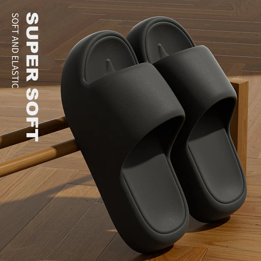 Unisex Cloud Cushion Bathroom Slippers – Thick Platform Non-Slip Indoor Flip Flops & Summer Shower Slides for Couples