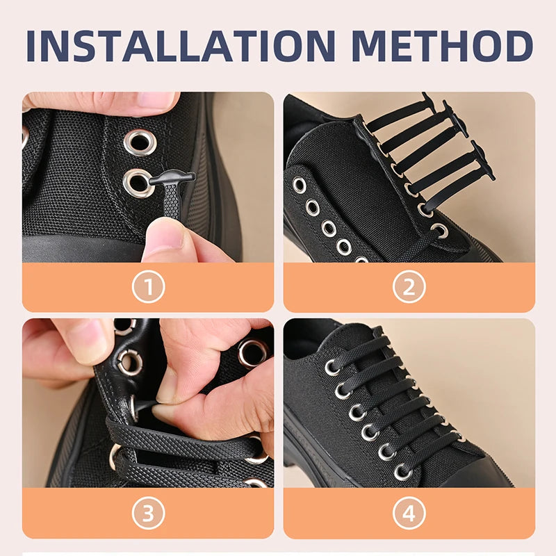 16pcs Silicone No Tie Shoelaces: Elastic Creative Lazy Laces in 12 Colors - Easy Rubber Lace Replacement