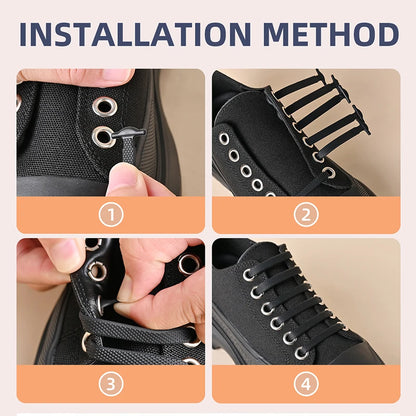 16pcs Silicone No Tie Shoelaces: Elastic Creative Lazy Laces in 12 Colors - Easy Rubber Lace Replacement