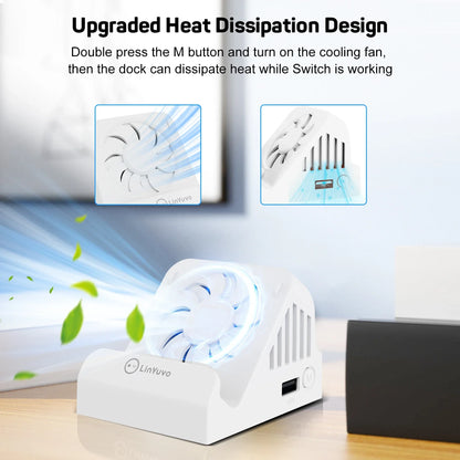 LinYuvo Portable TV & Switch Charging Dock — Compact Stand with Cooling Fan, 4K HDMI Adapter & USB 3.0 Ports KD04