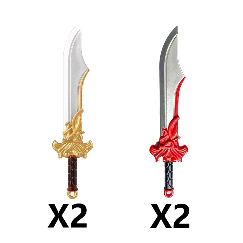 Medieval Figure Weapons Building Blocks Kit – King Sword, Lion Shield, Trident & Double-Edged Axe Battle Toy