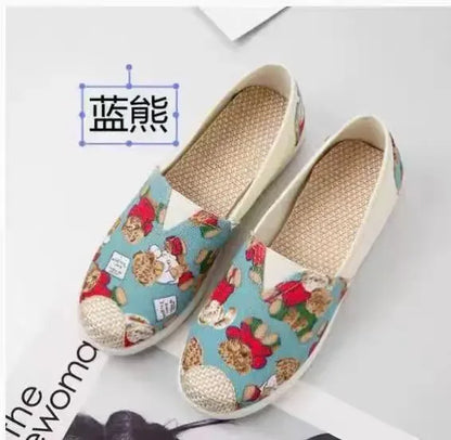 Women’s Breathable Mesh Slip-On Flats - Lightweight Casual Printed Fisherman Shoes for Everyday Fashion