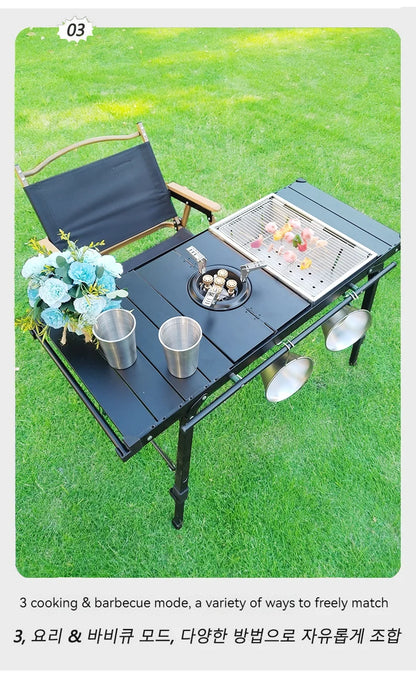 Lohascamping Lightweight Camping Folding Table – Multifunctional IGT Roll Table with Adjustable Legs for BBQ & Desktop Burner