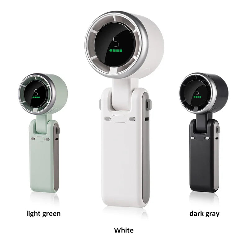 2025 Hanging Neck Outdoor Mini Fan – 180° Folding Handheld High-Speed Turbo Desktop Fan