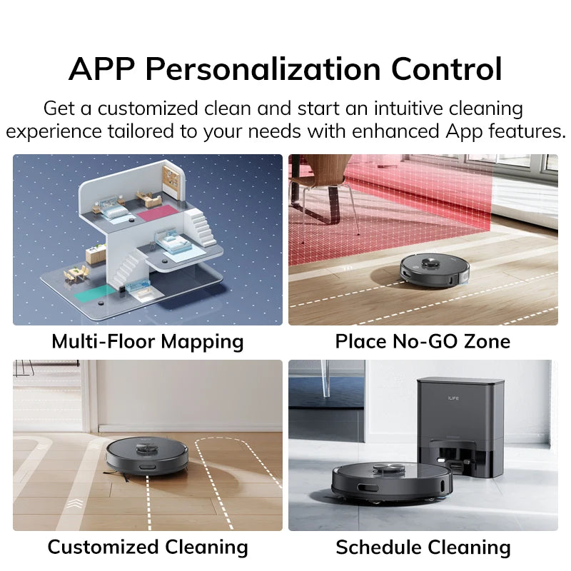 ILIFE T20S LDS Robot Vacuum Cleaner – 5000Pa, Auto Empty Dock, 60-Day Hands-Off Cleaning, Wet/Dry Sweeping & Mopping