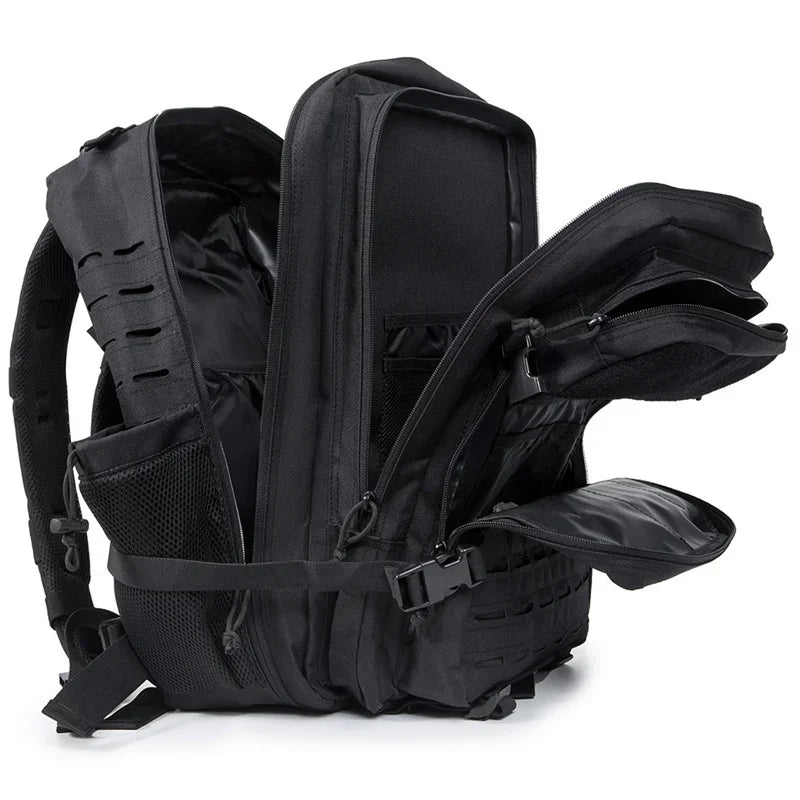 QT&QY 25L/45L Tactical Backpack – Outdoor Survival & Hiking Rucksack for Men & Women, Bug Out Bag with Bottle Holder