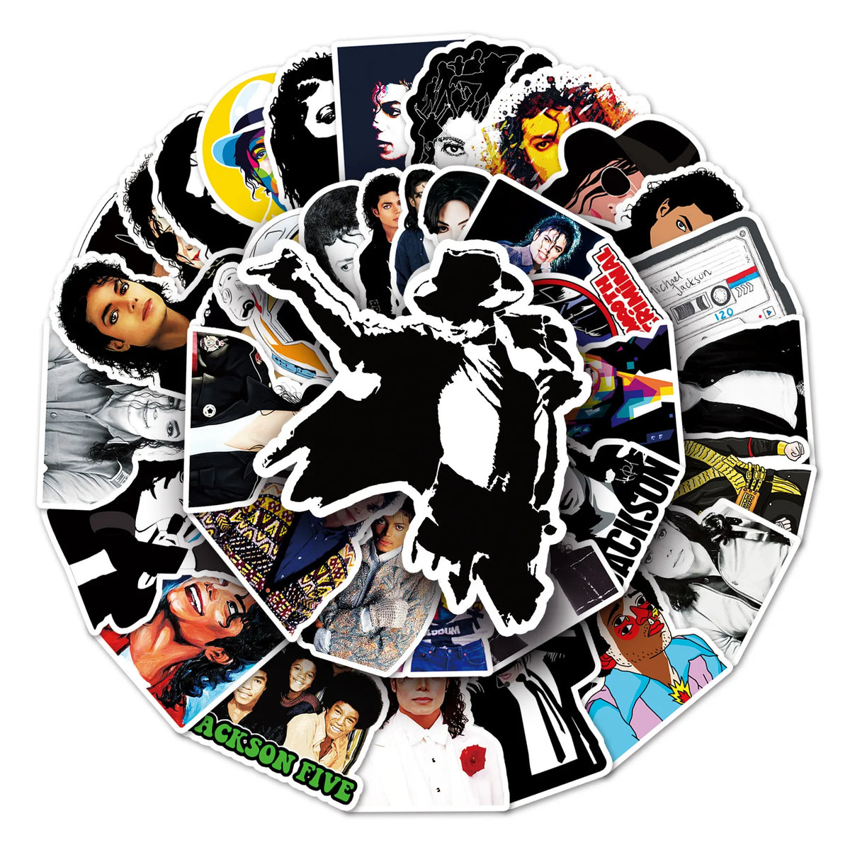 50-Piece Michael Jackson Dancing King Sticker Pack - Waterproof Graffiti Decals for Laptops, Helmets, Skateboards & Guitars