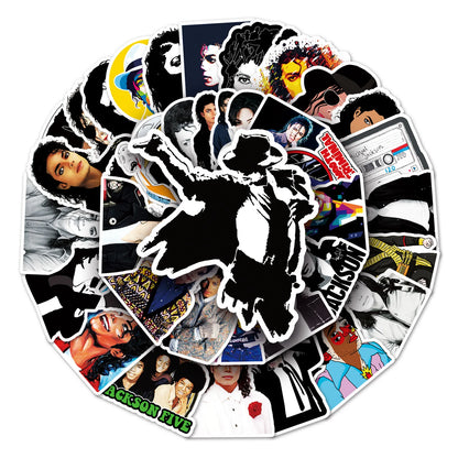 50-Piece Michael Jackson Dancing King Sticker Pack - Waterproof Graffiti Decals for Laptops, Helmets, Skateboards & Guitars
