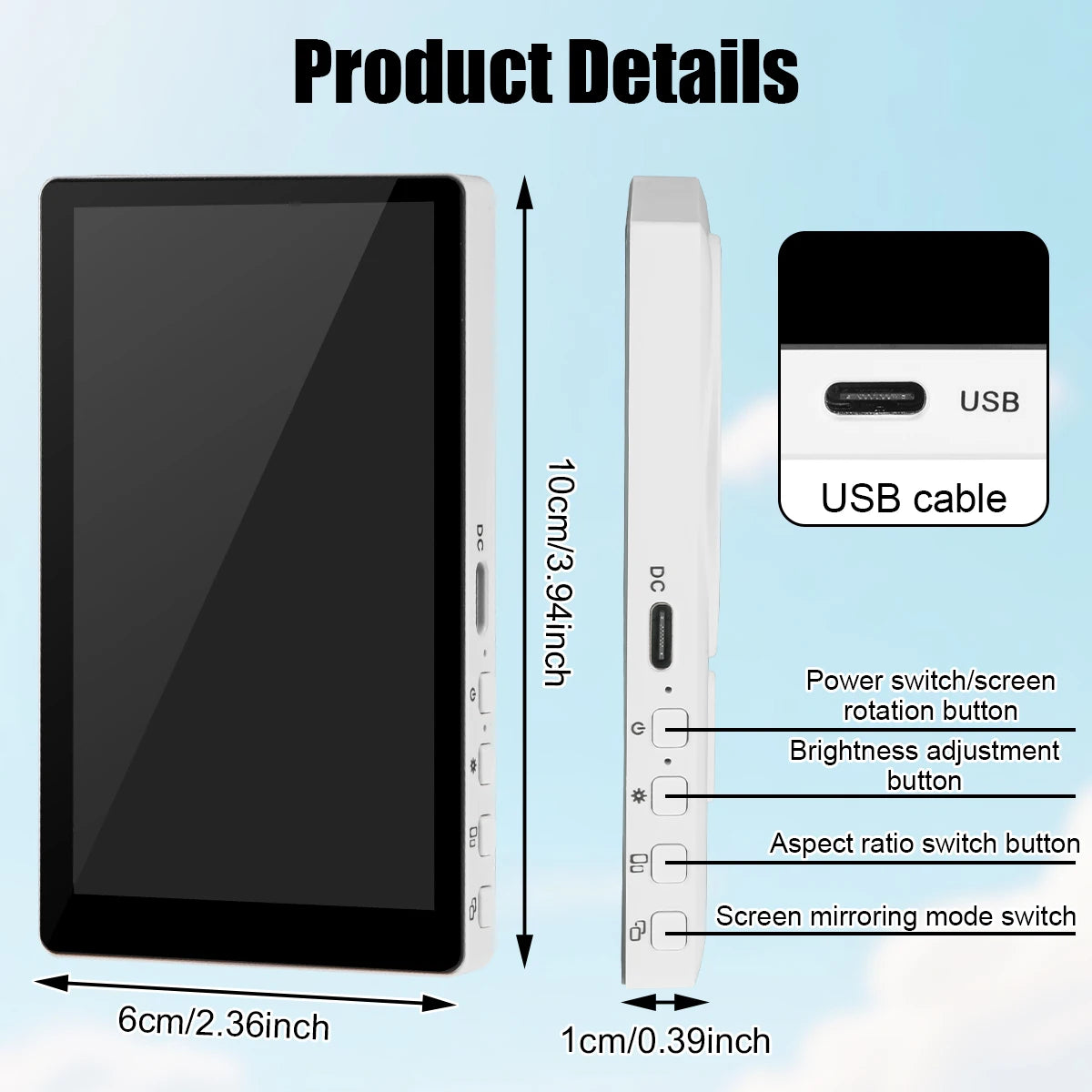 Wireless Magnetic Phone Rear Camera Monitor Screen – Selfie Mirror Display for Vlogging, Live Streaming & Video Recording Assistance