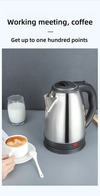 2L Travel Electric Kettle | Stainless Steel Portable Water Boiler for Tea, Coffee & Kitchen
