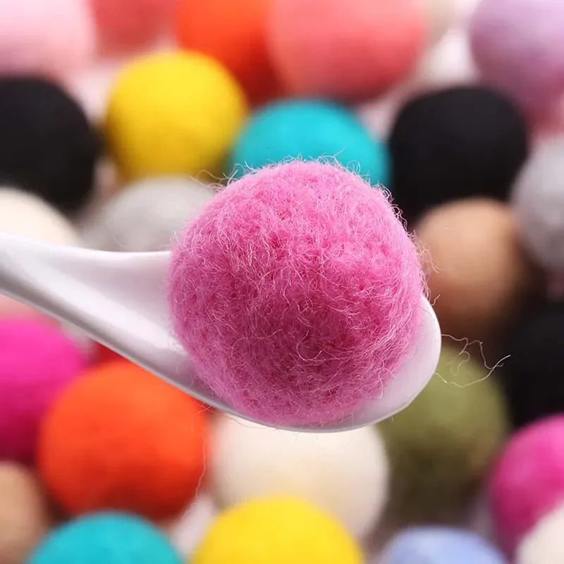 Round Wool Felt Balls - 20mm Mixed Color Pom Poms for DIY Crafts Home Decoration 10pcs Pack