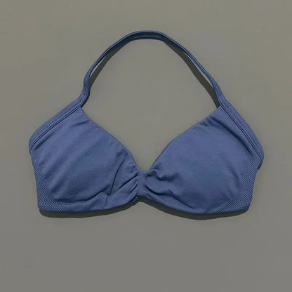 Histello Women’s Strappy Sports Bra - Seamless High-Support Yoga, Running and Workout Halter Top