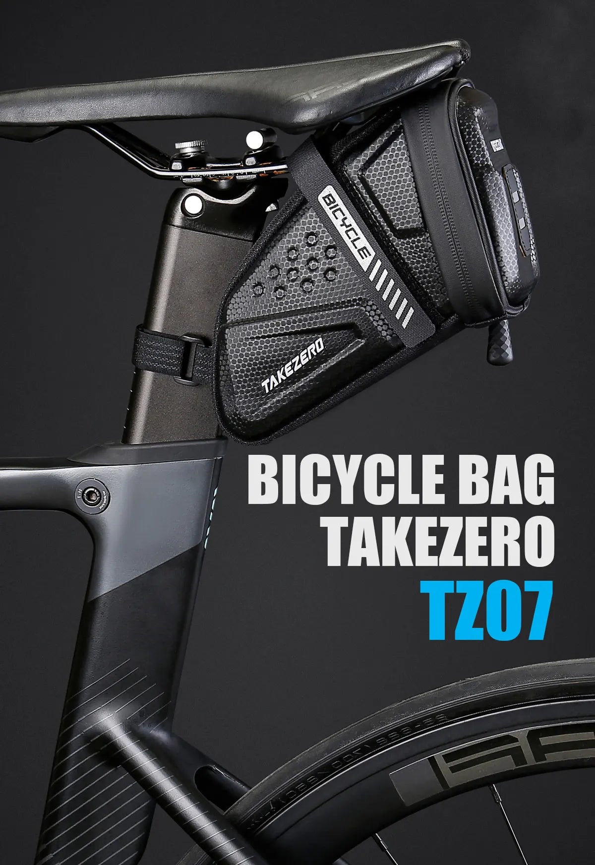 TAKEZERO TZ07 Bicycle Tail Saddle Bag – EVA Hard Shell Rear Bag for Mountain & Road Bikes