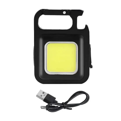 USB Rechargeable Keychain Flashlight - Mini COB Work Light for Camping, Walking & Everyday Carry