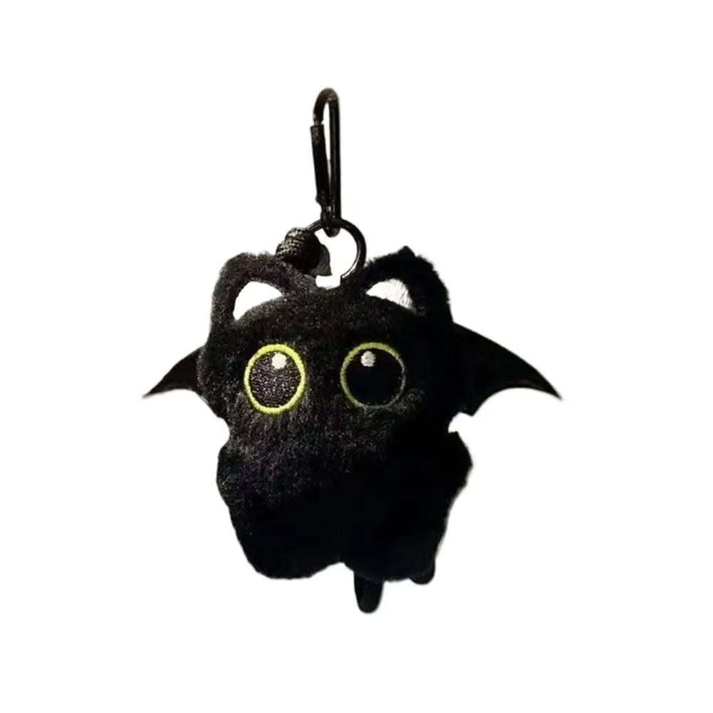 Cute Black Cat Plush Keychain - Kawaii Cartoon Bag Pendant Car Keyring Stuffed Doll Gift