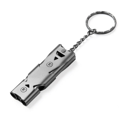 Double Pipe Survival Whistle Keychain – High Decibel Emergency Outdoor Camping Tool 1PC