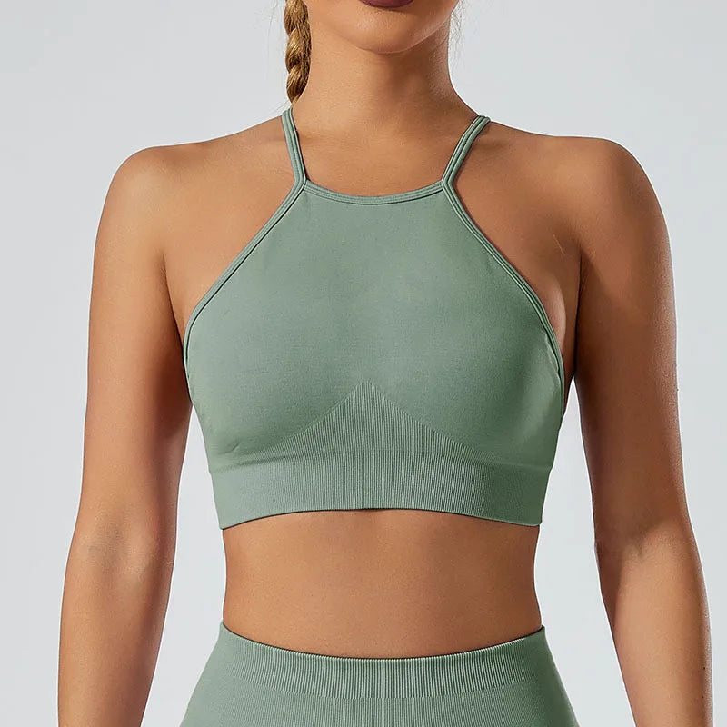Women’s Shockproof Fitness Sports Bra – Push-Up Crop Top for Gym, Yoga & Workout
