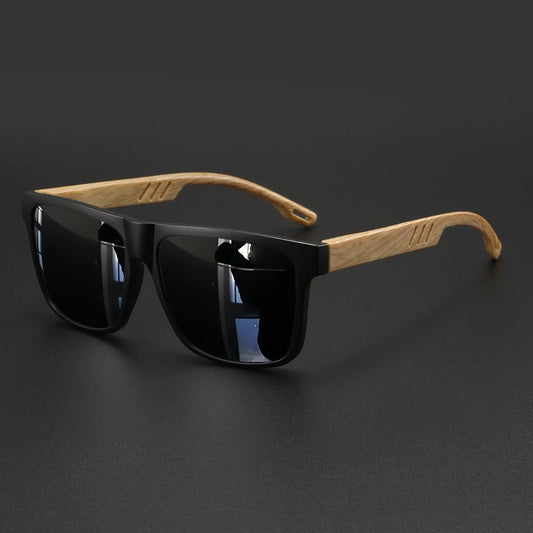 Wood Grain Square Sunglasses - UV400 Unisex Fashion Eyewear for Driving, Hiking & Travel