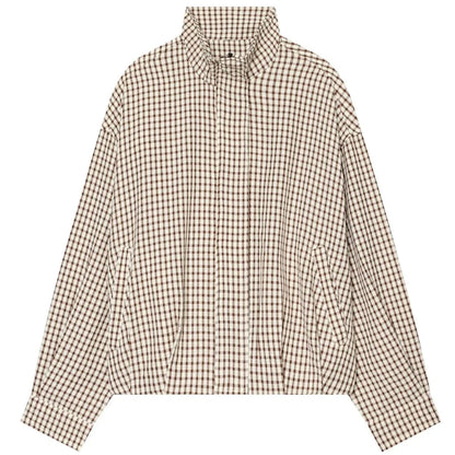 HXAO Plaid Bomber Jacket for Women - Oversized Cropped Long Sleeve Zipper Jacket for Spring & Autumn Casual Wear
