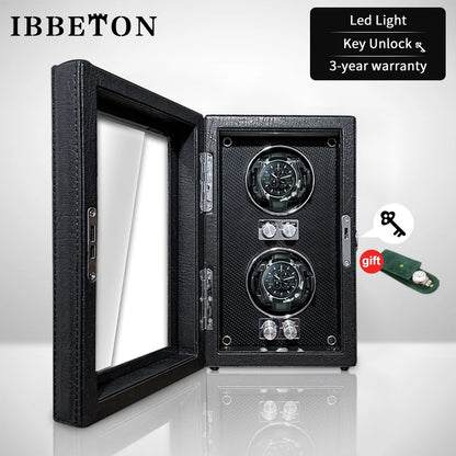IBBETON Luxury Wood Watch Winder – High-End Automatic Watch Box (2/4/6 Slots) with Mabuchi Mute Motor & Storage Cabinet