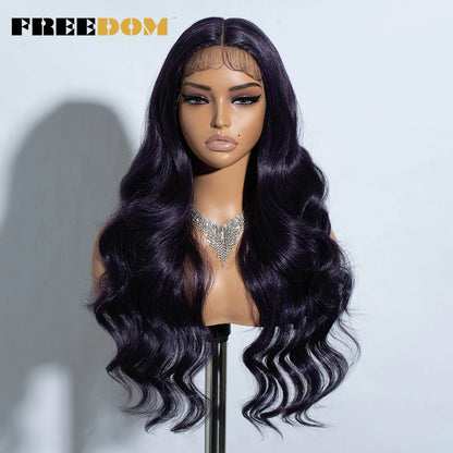 FREEDOM 26-Inch Synthetic Lace Front Wig for Women — Honey Brown Body Wave with Ombre Blonde Highlights, Cosplay & Fashion Wig