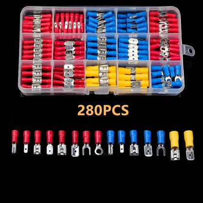 102/280/300/480PCS Assorted Wire Connector Kit – Insulated Male & Female Spade Crimp Terminals for Electrical Wiring Repairs