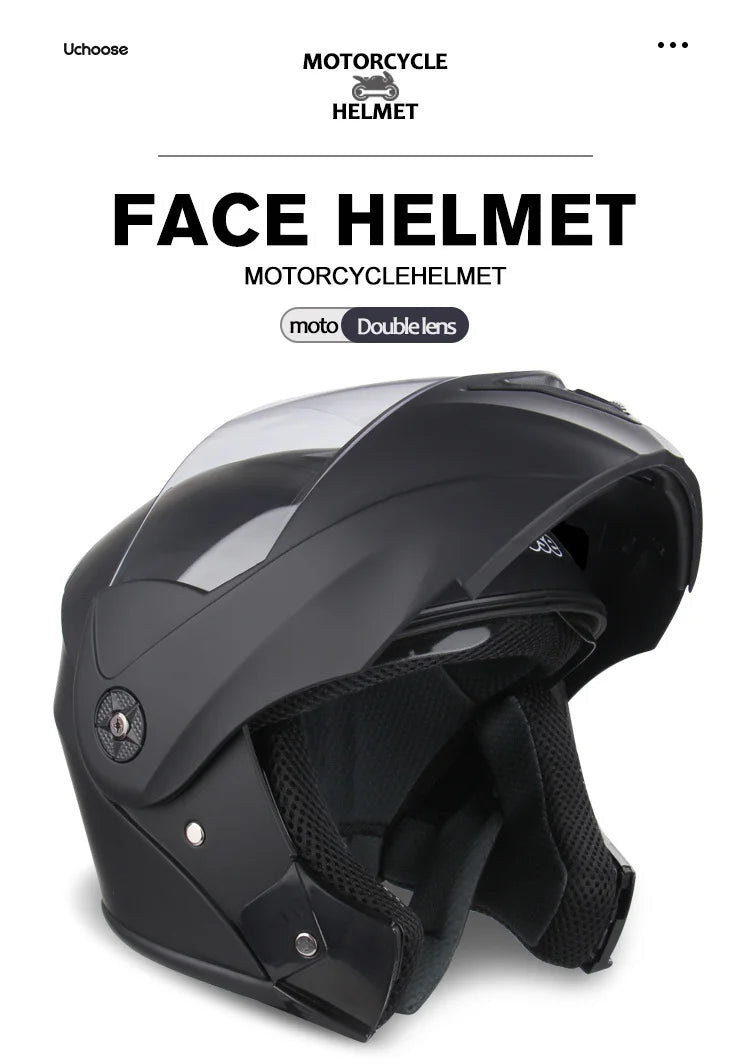 2024 Unisex Modular Motorcycle Helmet – Full Face Flip-Up Dual Lens Racing Helmet for Men & Women