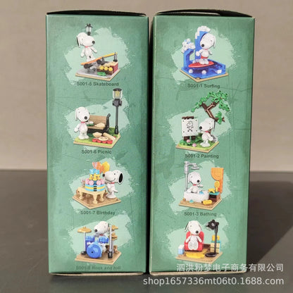Genuine Snoopy Blind Box Toy — Cartoon Supermarket & Garden Furniture Building Blocks for Kids