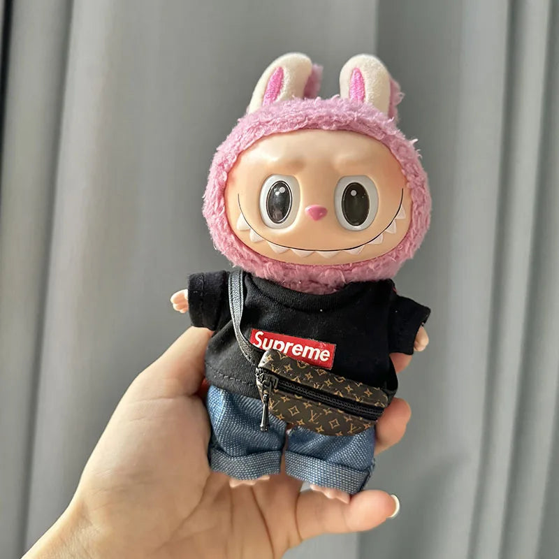 17cm Lovely Labubu Doll Clothes - First & Second Generation Supreme Clothing Set, Multi-Color Outfits