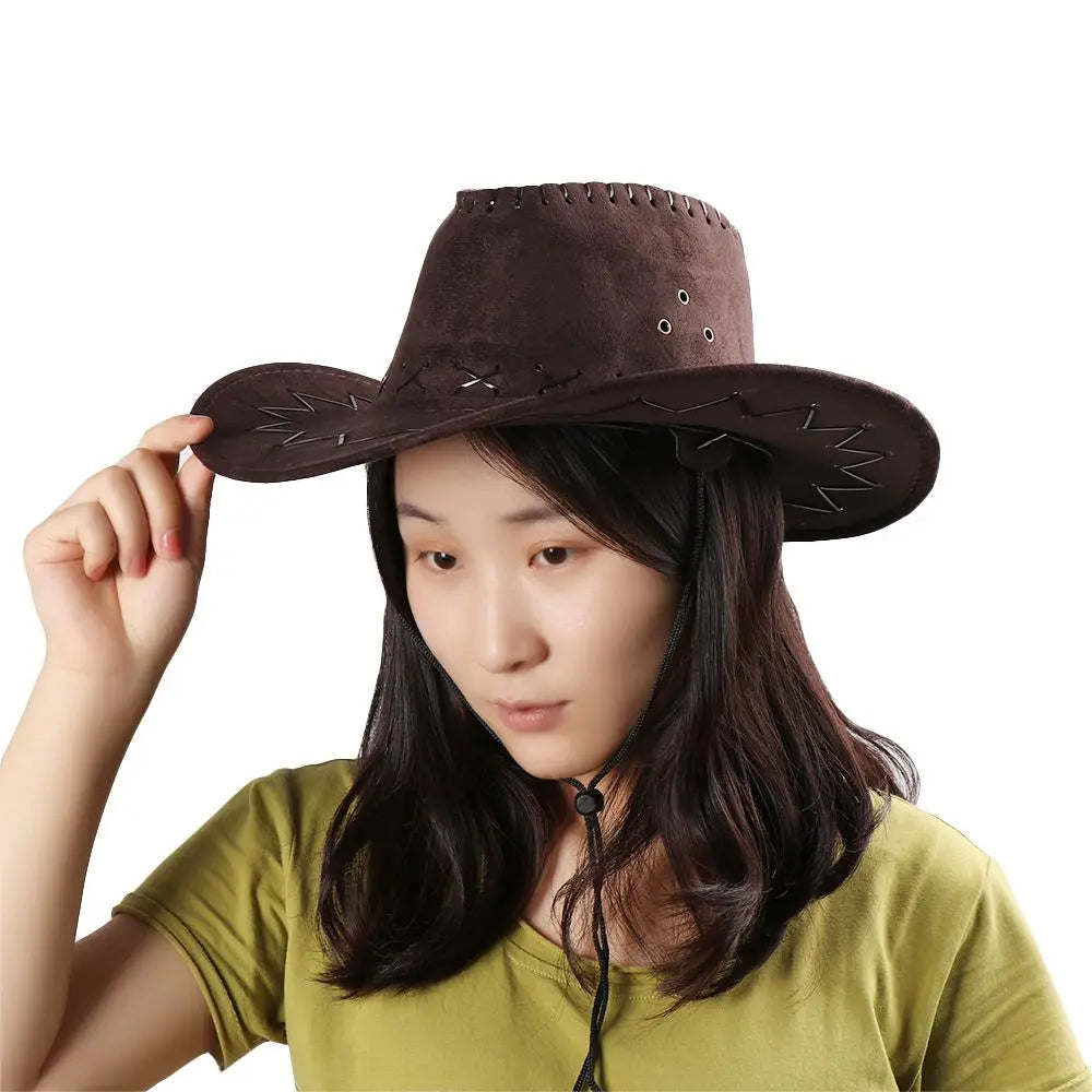 Unisex Western Cowboy Hat – Suede Cowgirl & Cowboy Style for Fashion & Party Wear