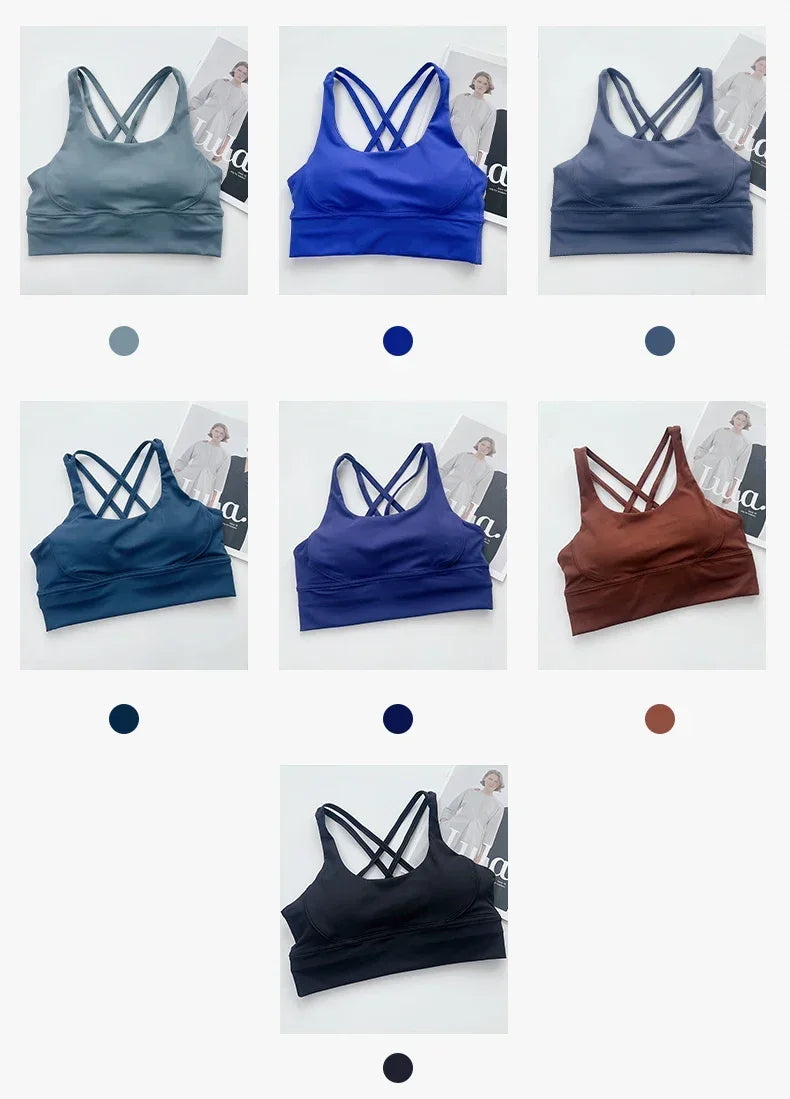 Women’s Sexy Crossback Yoga Sports Bra — Breathable, Quick-Dry, Shockproof Fitness & Running Bra