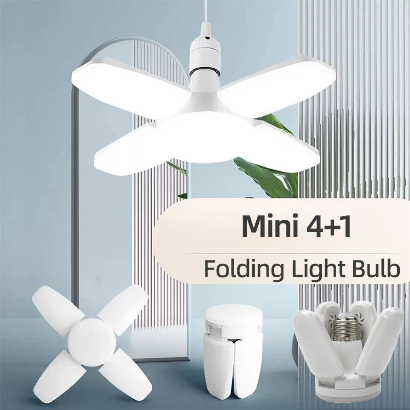E27 28W Foldable LED Bulb – Fan-Shaped 6500K White Light for Home, Ceiling, Garage & Warehouse, AC110V/220V