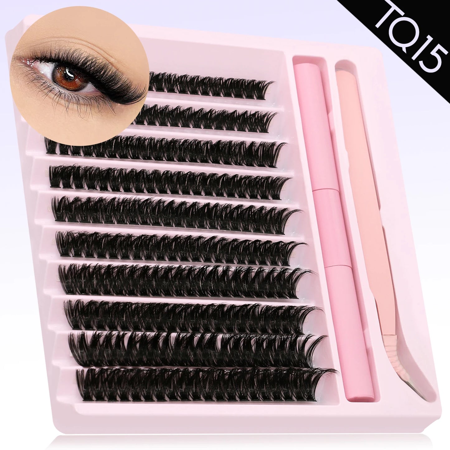 GROINNEYA Eyelash Clusters Kit – DIY Lash Extension with Bond & Seal, Waterproof Strong Hold & Tweezers