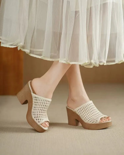 Women’s Platform High Heel Summer Sandals – Thick Sole Casual Slip-On Shoes