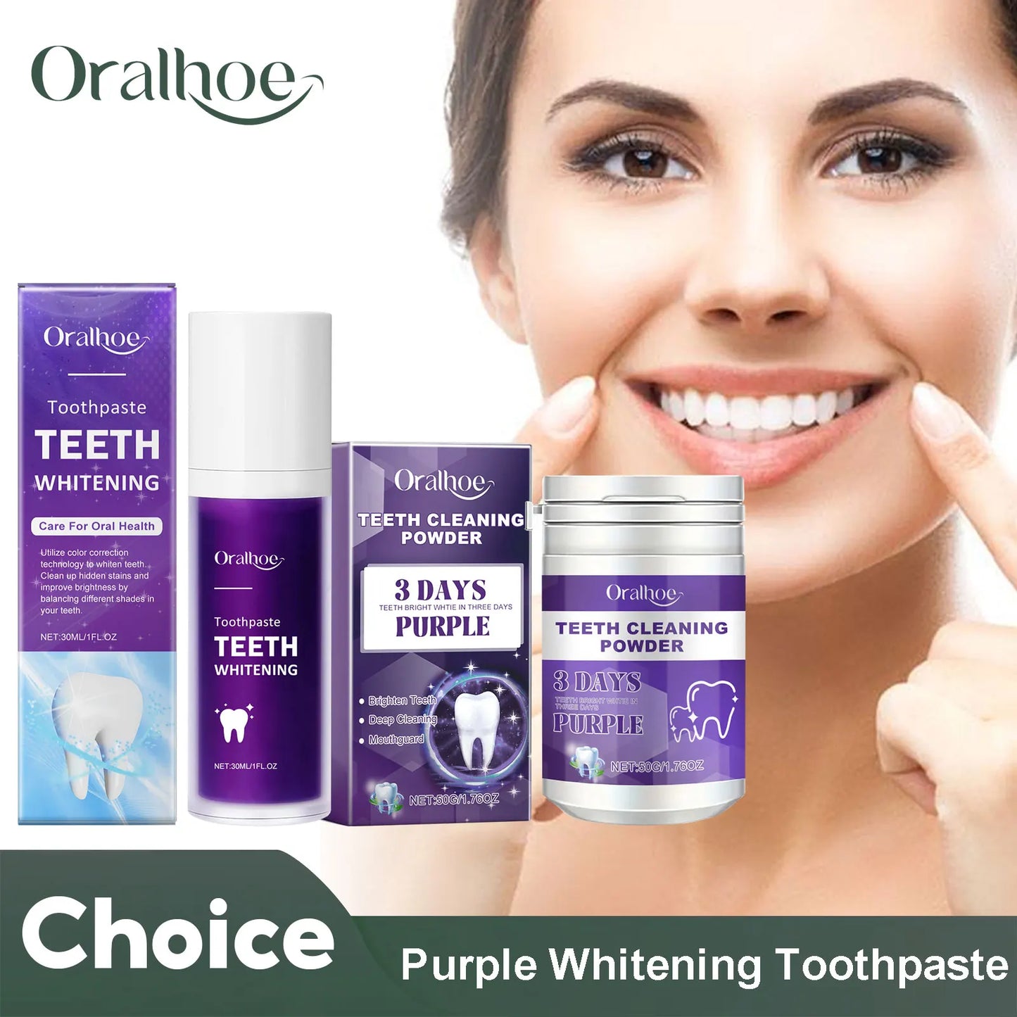 Purple Teeth Whitening Toothpaste – Deep Cleaning, Plaque & Stain Removal, Freshens Breath in 5 Days