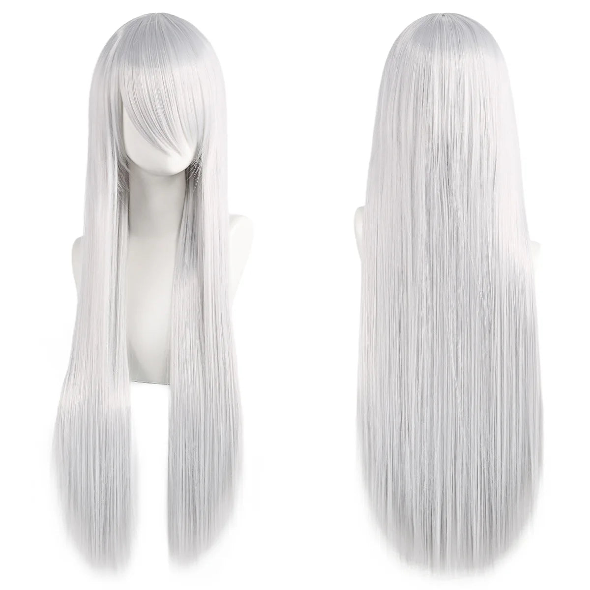 80cm Long Cosplay Wig - Synthetic Straight Hair with Bangs for Lolita Anime Costume Party Styling