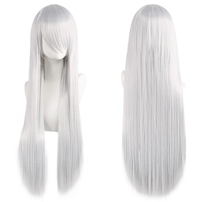 80cm Long Cosplay Wig - Synthetic Straight Hair with Bangs for Lolita Anime Costume Party Styling