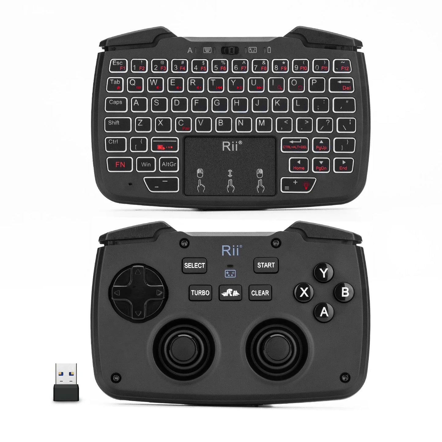 Rii RK707 Wireless Game Controller Keyboard Mouse Combo: 2.4GHz Portable with Turbo Function for PC/Raspberry Pi 2/Android TV Google/TV