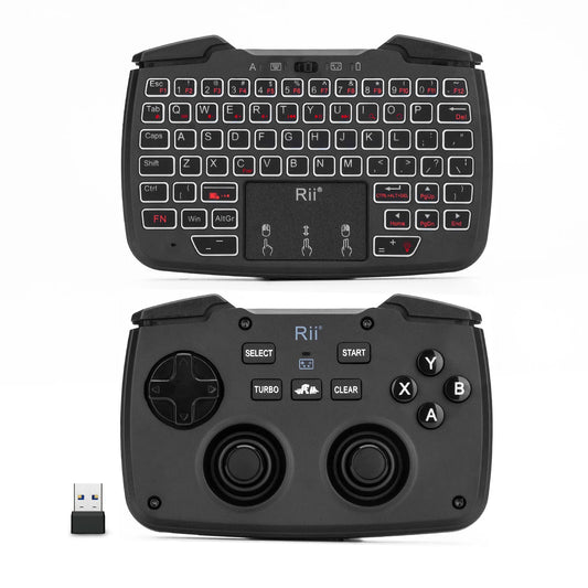 Rii RK707 Wireless Game Controller Keyboard Mouse Combo: 2.4GHz Portable with Turbo Function for PC/Raspberry Pi 2/Android TV Google/TV