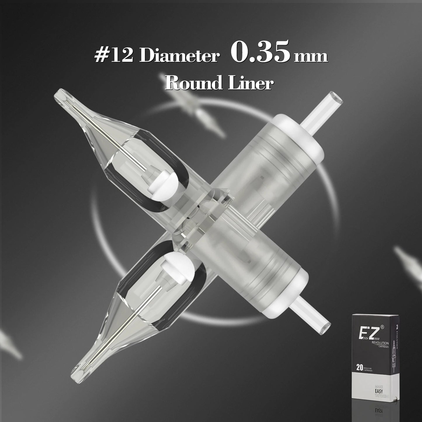 EZ Revolution RC0803RLT Tattoo Cartridge Needles - Round Liner Super Tight 7mm Taper for Rotary Pen Machine 20-Pack